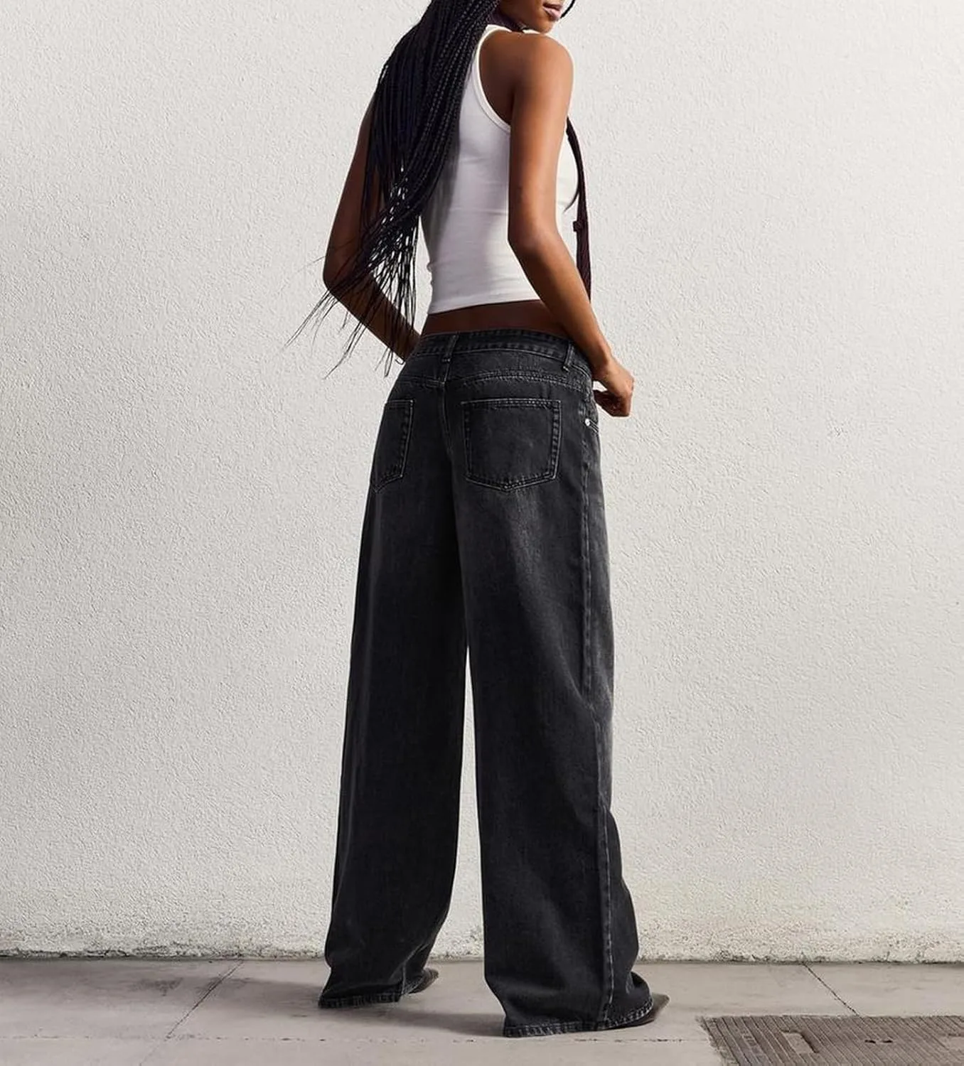 Брюки джинсы baggy для женщин low rise wide leg straight — фото 2
