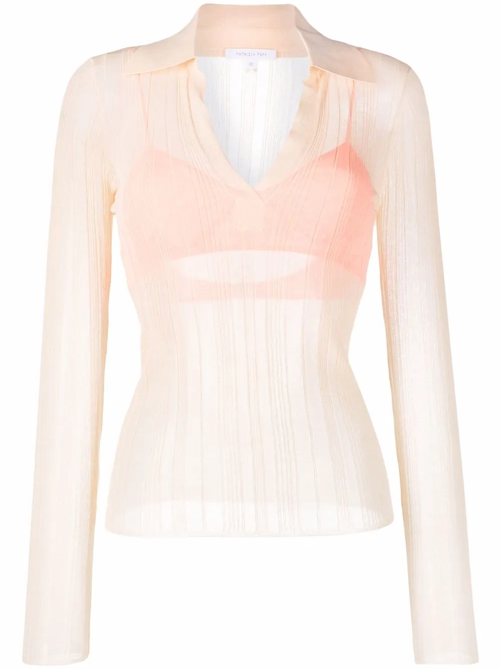 

Полупрозрачная рубашка поло в рубчик Patrizia Pepe, бежевый