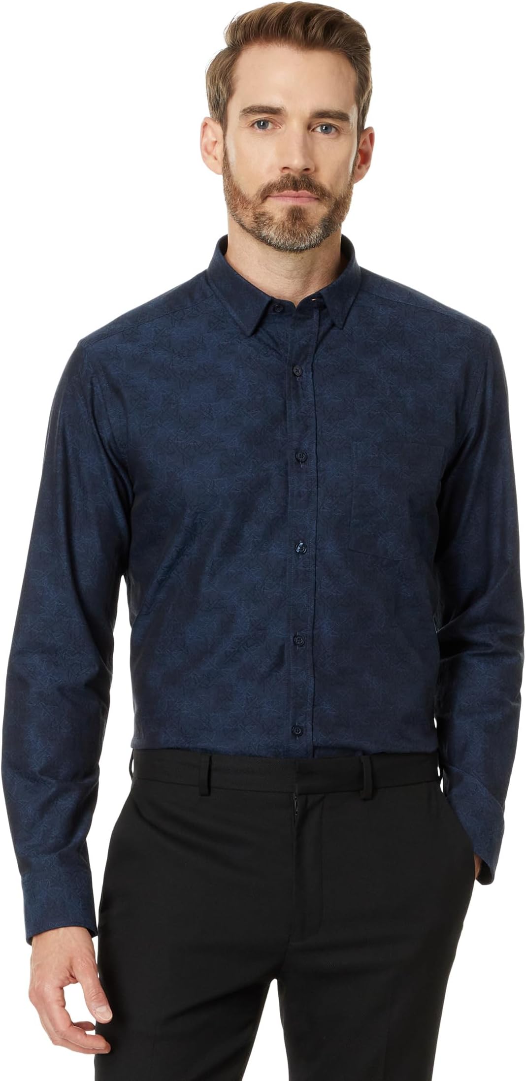 

Рубашка Johnston & Murphy Jacquard Airplane Shirt, темно-синий