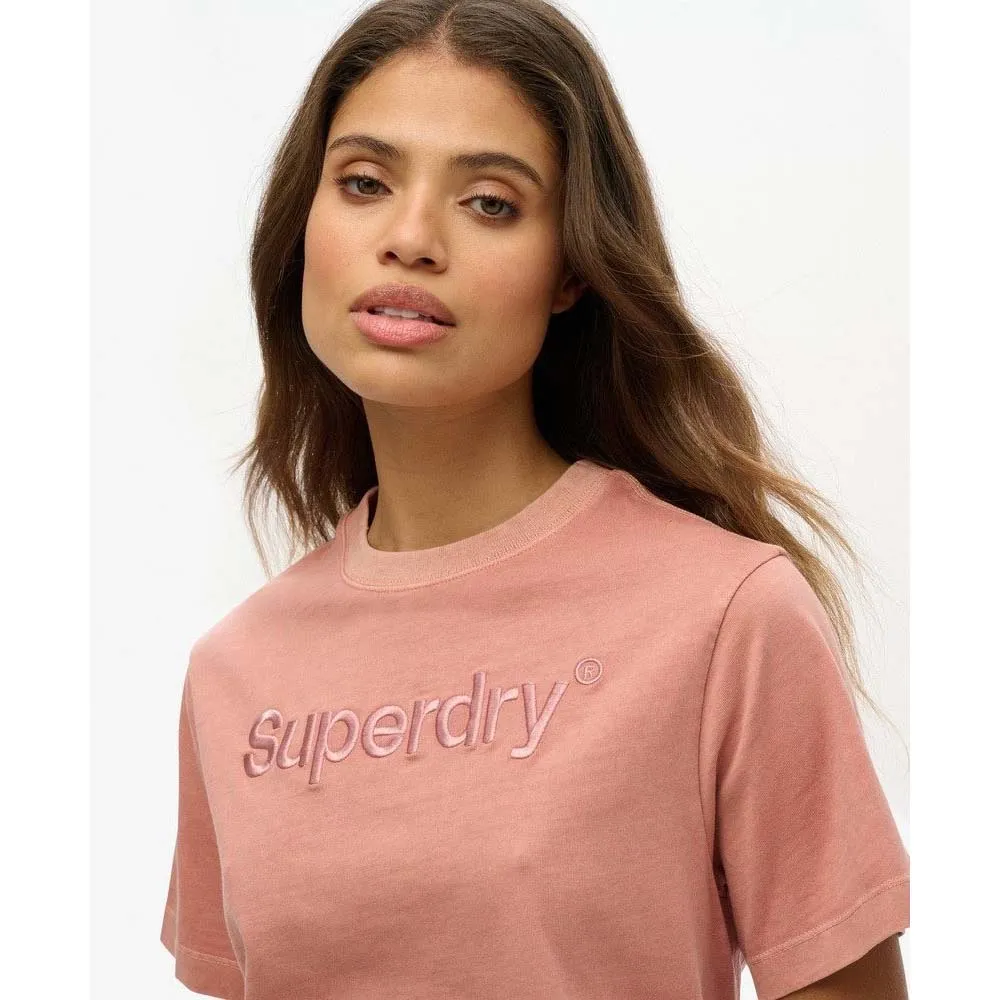 Футболка с коротким рукавом Superdry Emb Core Logo Boxy Loose, розовый — фото 4