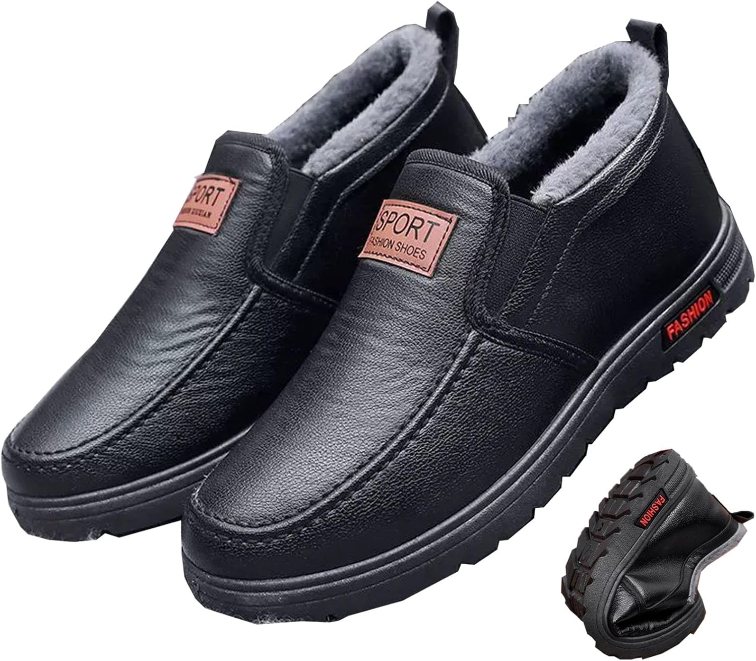 

Мужские зимние ботинки с защитой от холода и утепленным бархатным внутренним слоем, утолщенные, легкие, противоскользящие, удобные для повседневной носки и прогулок на улице зимой Generic, черный