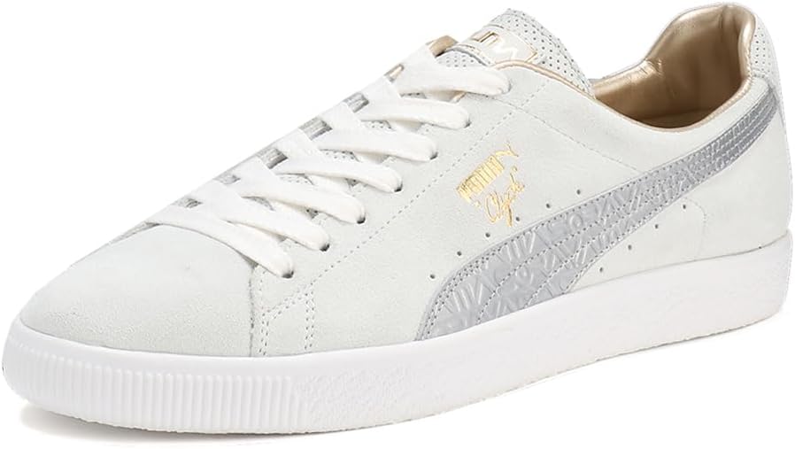 Мужские кроссовки PUMA Clyde Mij Sorayama Metallic с шнуровкой- повседневные, слоновая кость, серый — фото 2