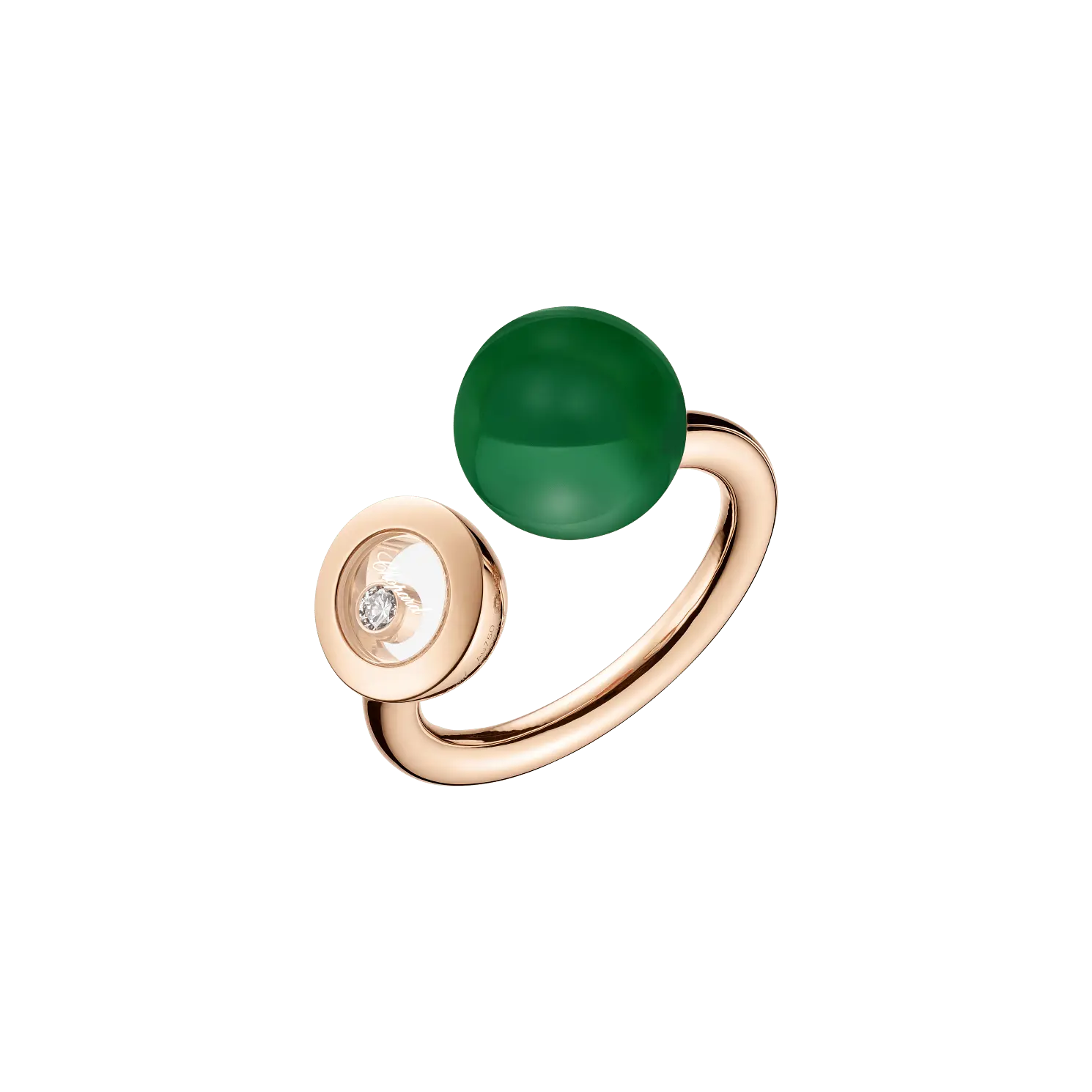 

Кольцо Chopard Happy Diamonds Planet - Кольцо, розовое золото, бриллианты, зеленый агат