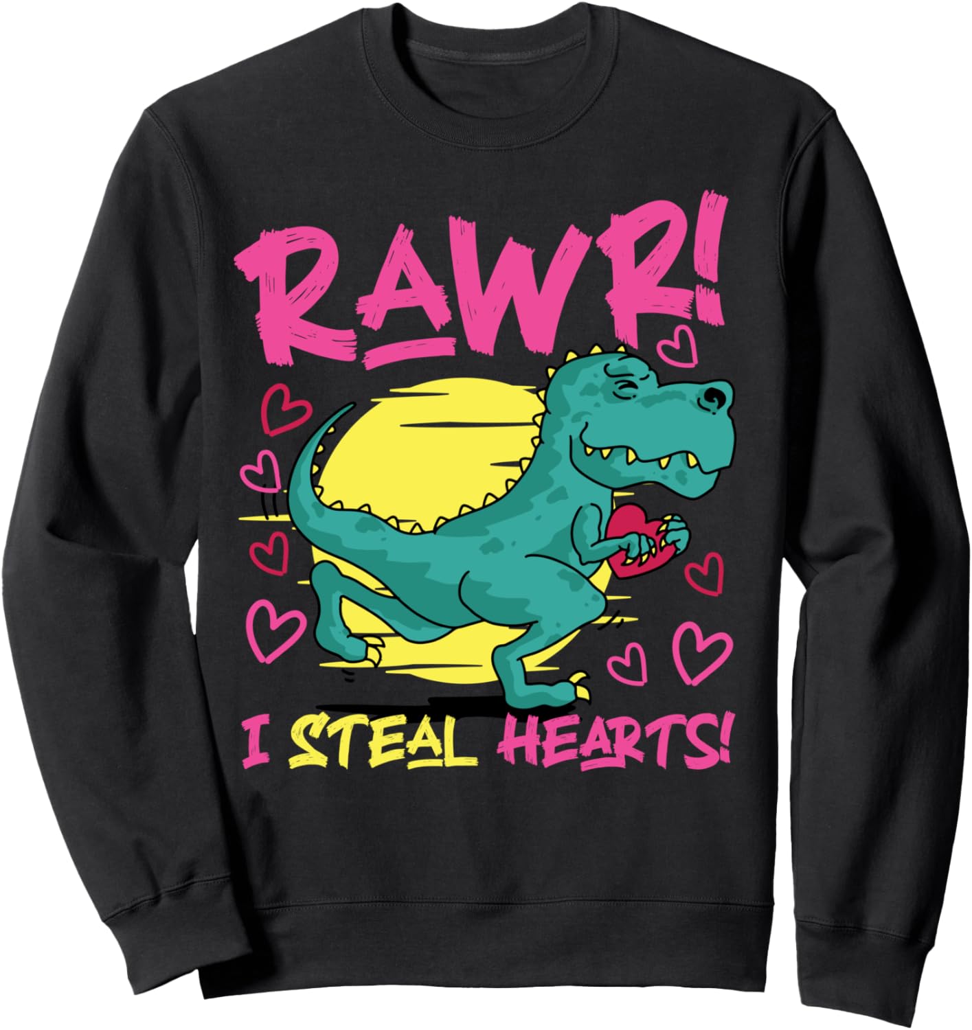 

Ррр! Я краду сердца! Толстовка с динозавром Cute Matching Dinosaur Family Outfits, черный