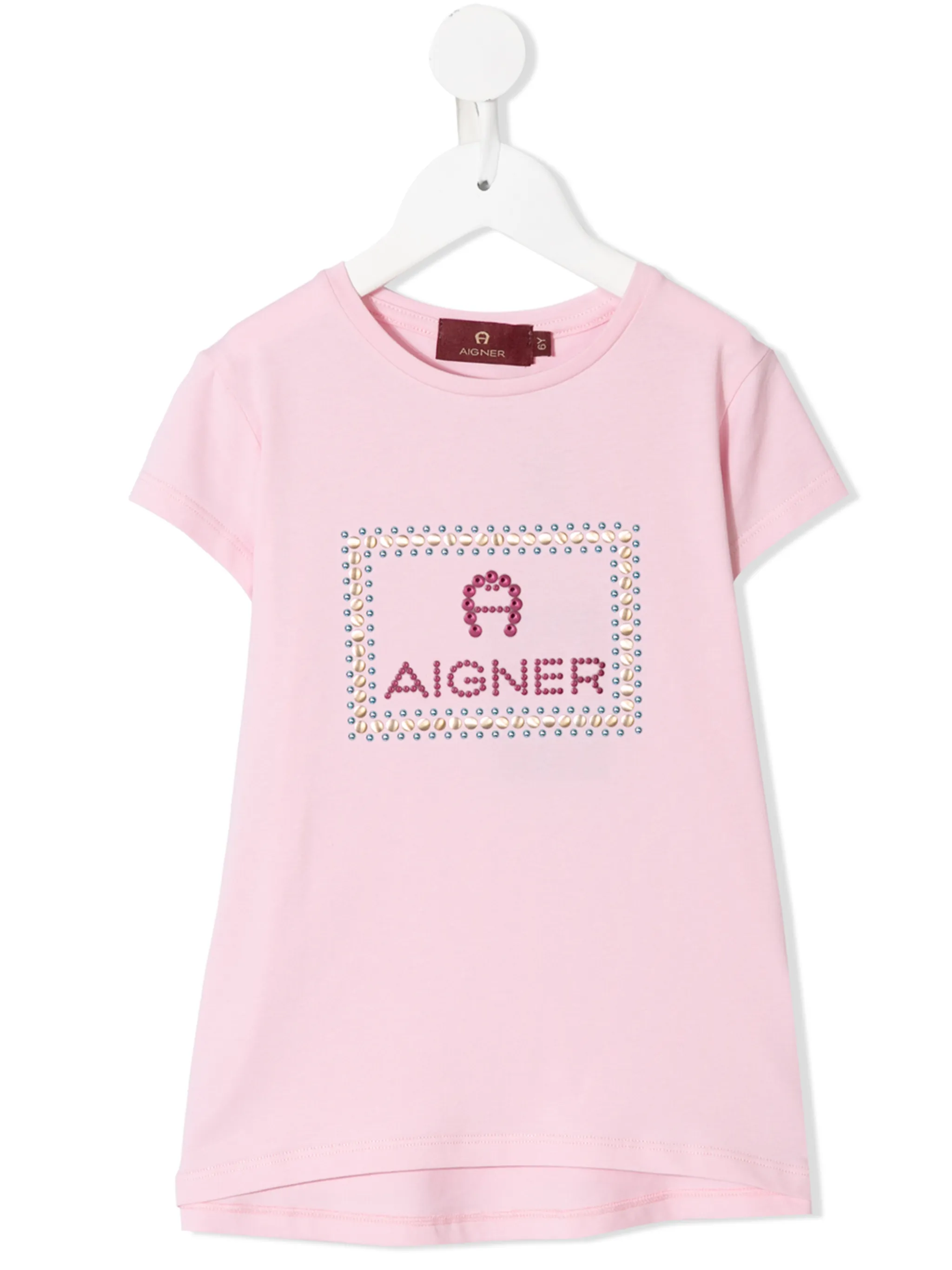 

Футболка со стразами Aigner Kids, розовый
