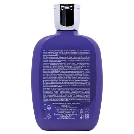 Semi Di Lino Blonde Anti-Yellow Low Shampoo для светлых платиновых и серебристых волос — фиолетовый шампунь без сульфатов — корректирует медный оттенок, Alfaparf Milano — фото 2