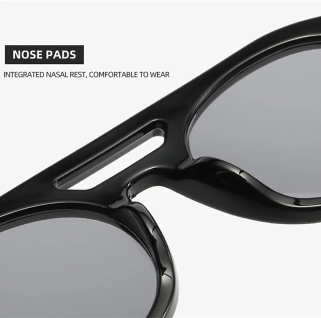 

Солнцезащитные очки с двойной перемычкой для женщин и мужчин, прозрачные градиентные линзы, защита от УФ-излучения UV400, ретро-стиль, заклепки UATXTAU, Black Clear