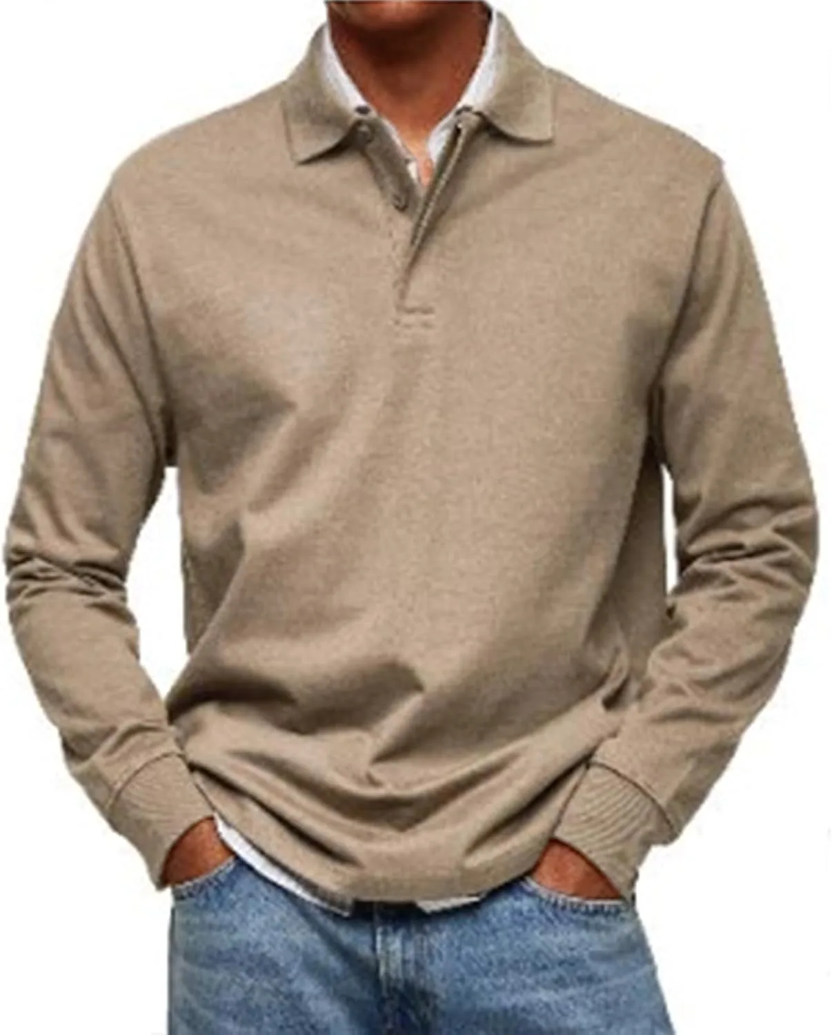 

Винтажная поло для мужчин, Long Sleeve, Business Casual Thatrich