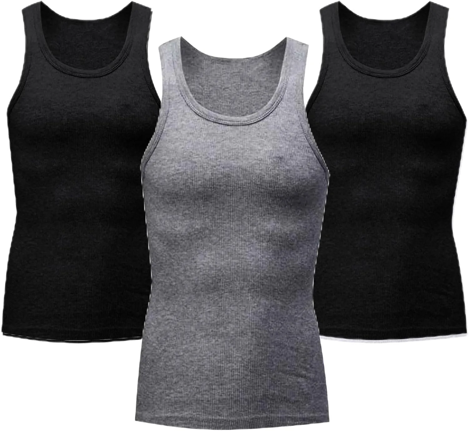 

Футболки-майки для мужчин 3 шт, классические ребристые, влагоотводящие