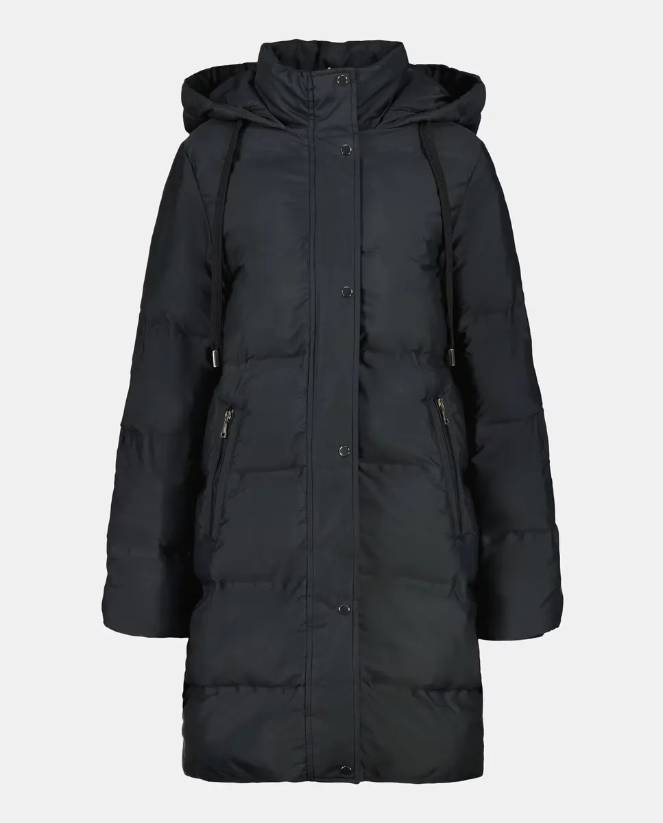 

Длинный женский пуховик с золотой пуговицей Easy Wear, черный