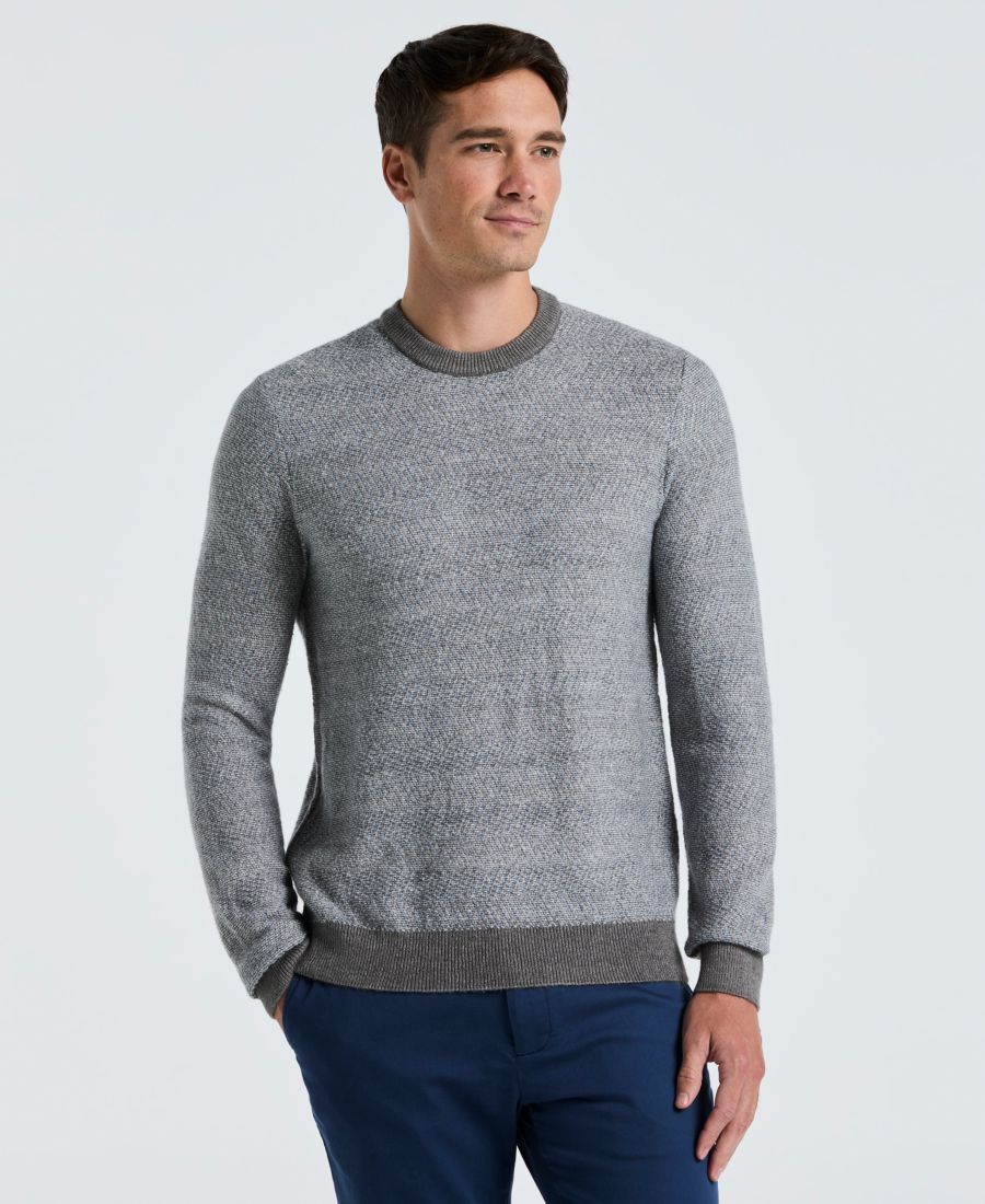 

Мужской свитер с длинными рукавами и круглым вырезом в елочку Perry Ellis, Quiet Gray