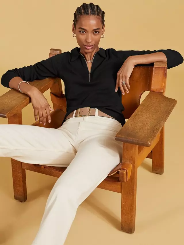 

Топ Baukjen Essentials Organic Cotton Zip Collar, цвет caviar black