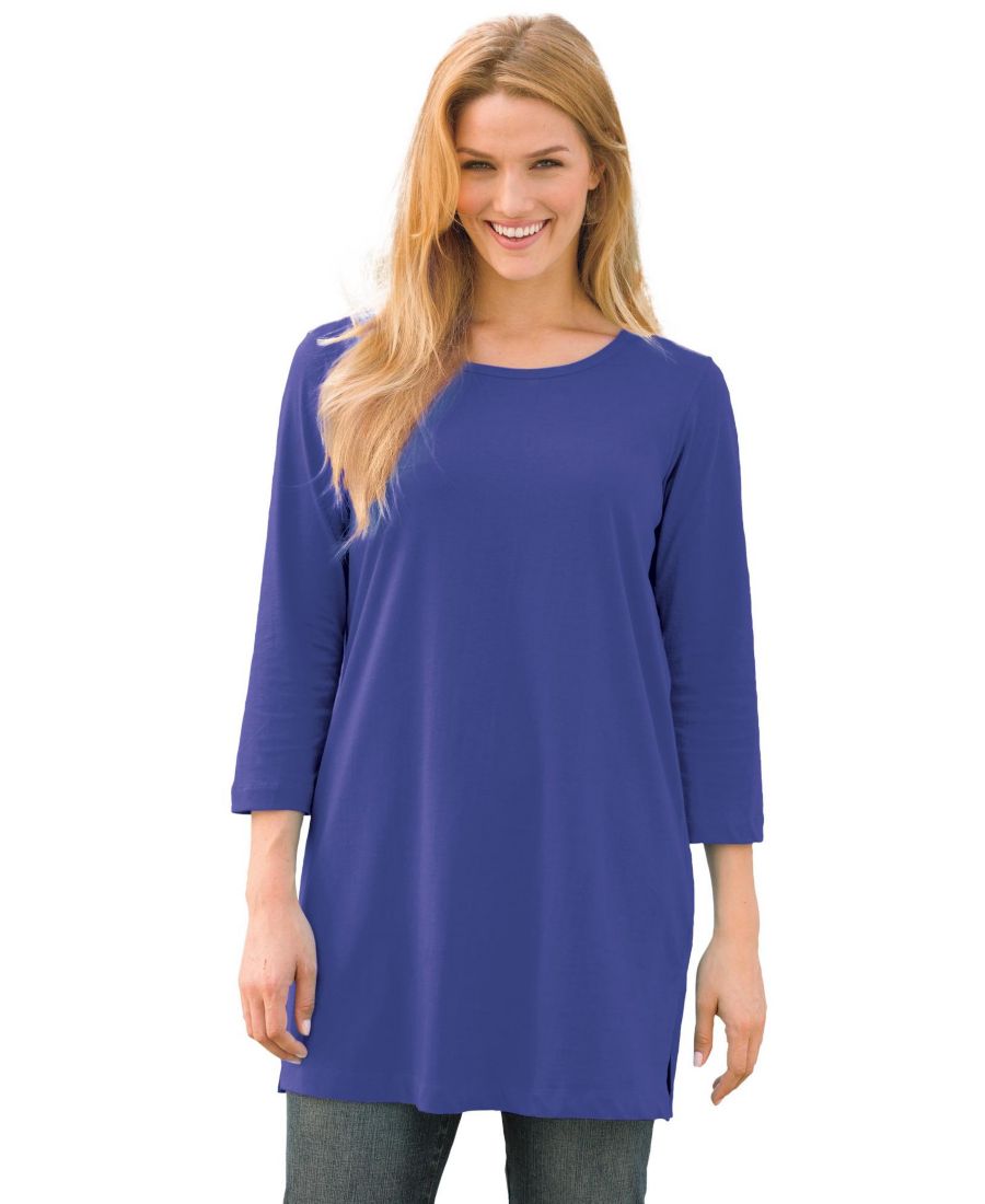 

Женская туника Within Perfect с рукавами три четверти и вырезом-лодочкой Woman Within, Ultra blue