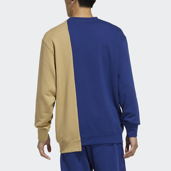 Толстовка Men's adidas originals Mr Crew Logo Printing Colorblock Irregular Round Neck Pullover Autumn Blue, синий — фото 4