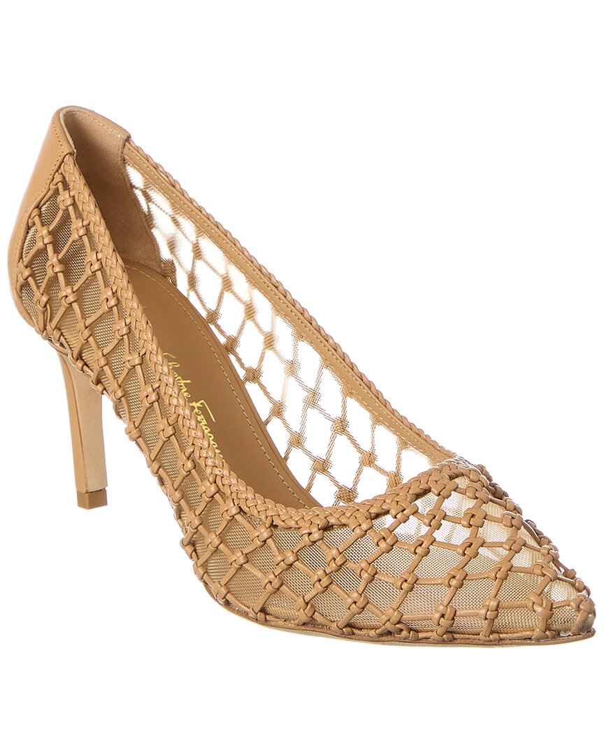 Ferragamo Ilary N70 туфли-лодочки из сетки и кожи Salvatore Ferragamo, бежевый