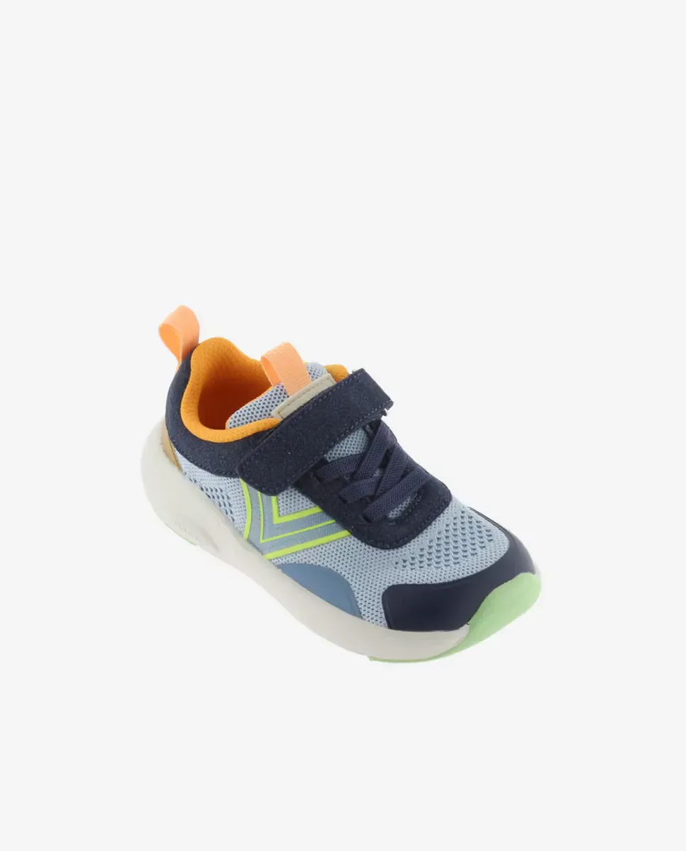 Детские спортивные кроссовки barefoot разноцветные из сетки с липучкой и эластичными шнурками Victoria, синий / зеленый — фото 3