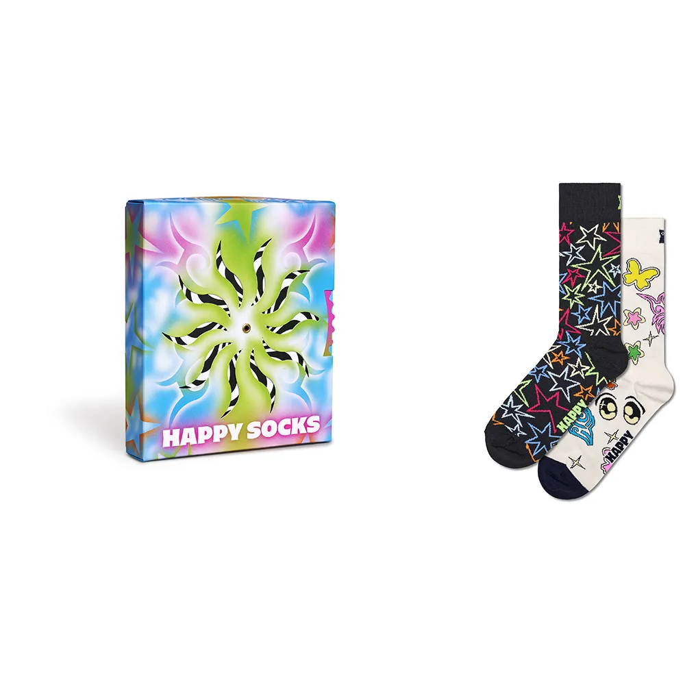 

Носки Happy Spinning wheel gift set crew 2 pairs, белый/черный