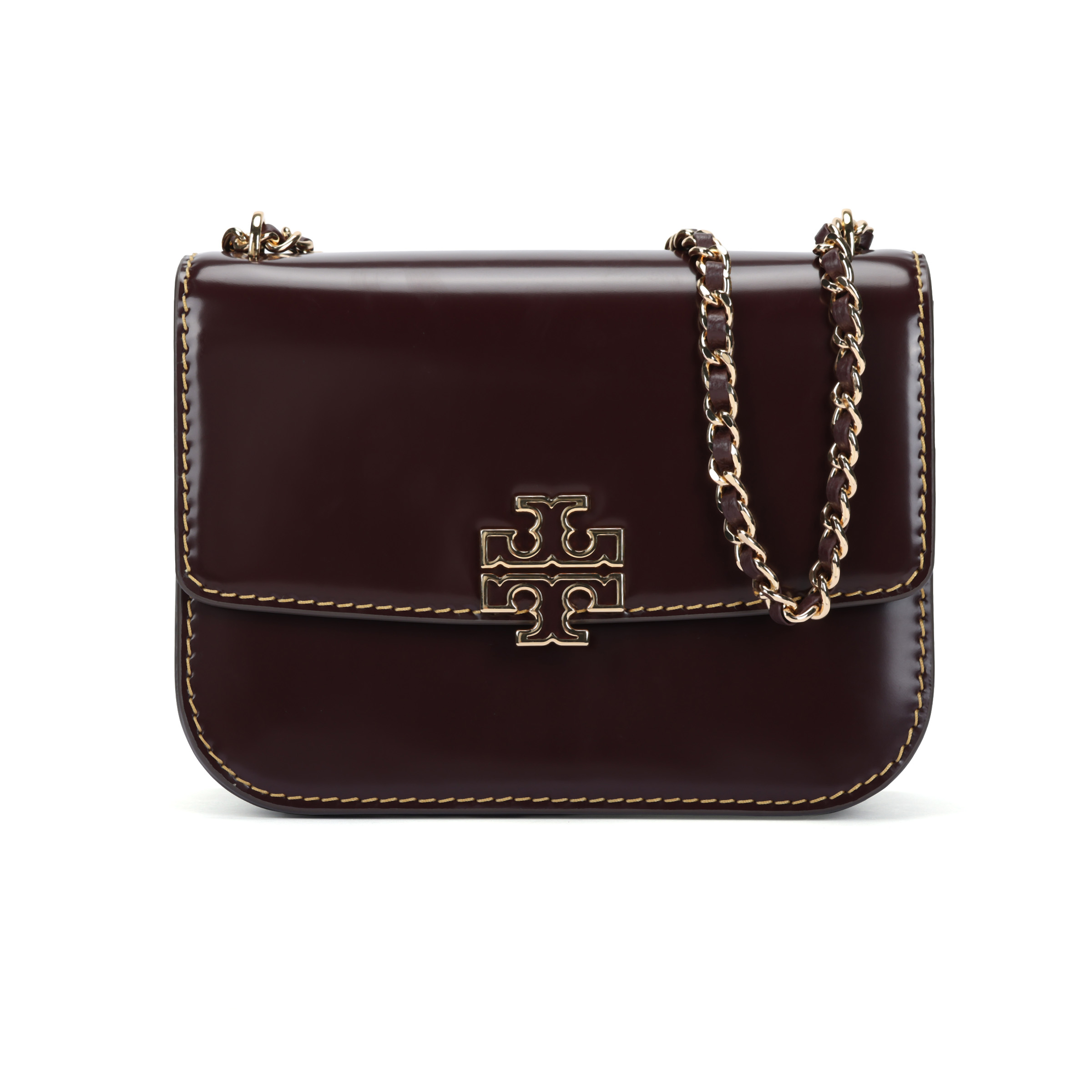 

TORY BURCH Сумка через плечо из кожи Бриттен Кау женская вишнево-красная
