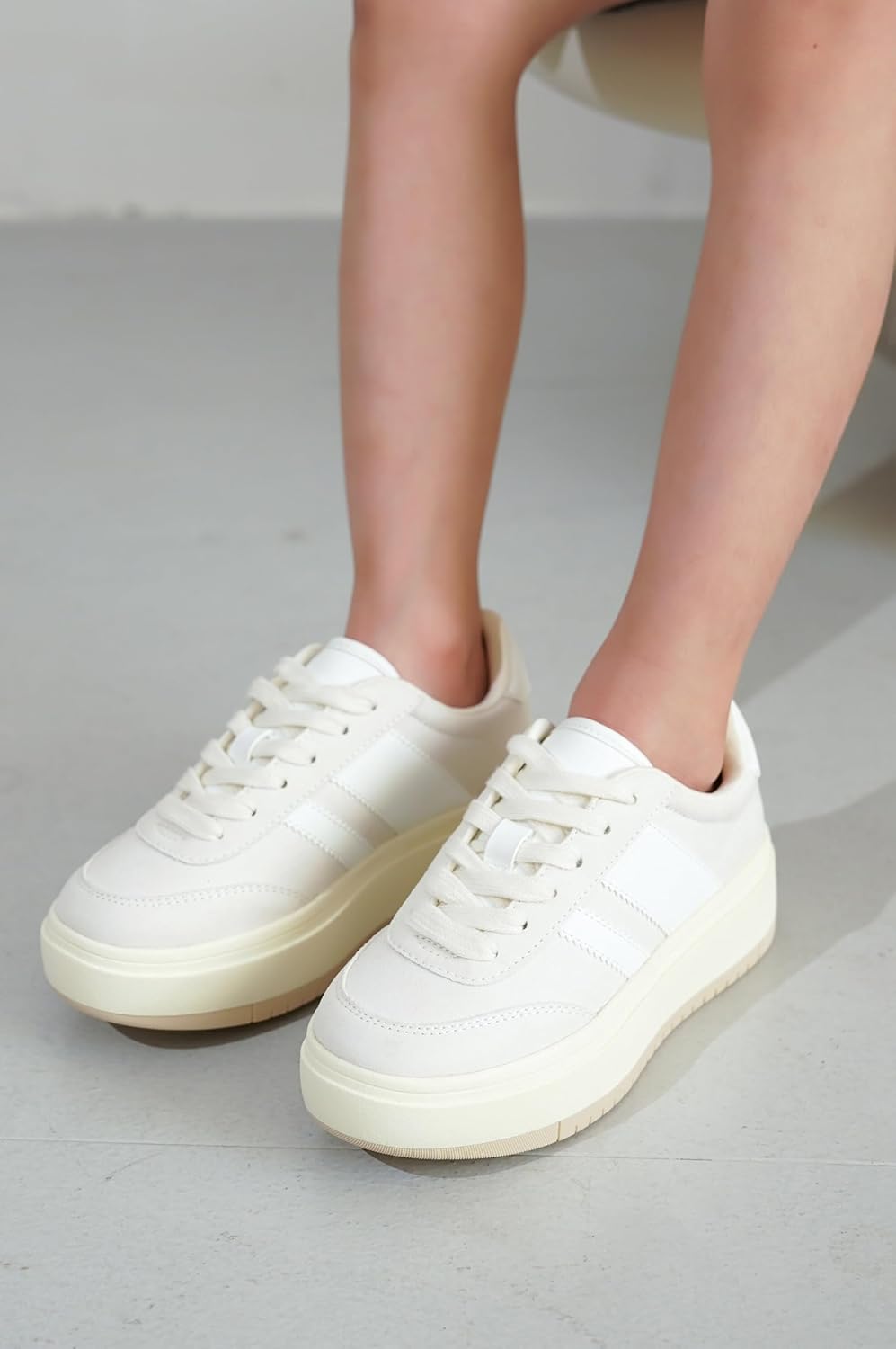 Детские модные кроссовки на платформе Project Cloud Fashion Platform Sneakers 2026- легкие кроссовки с стелькой из пены с эффектом памяти- прочные и нескользящие, на шнуровке, модные детские кроссовки на платформе (Little Nita), Offwhite — фото 2