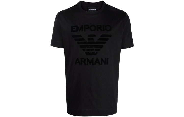 

Футболка с вышитым логотипом, бывшая в употреблении EMPORIO ARMANI, черный