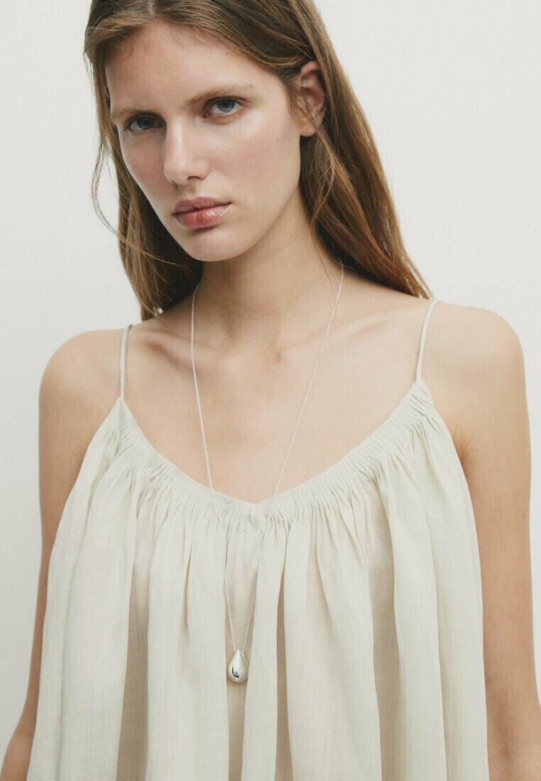 

Топ Strappy With Gathered Detail Massimo Dutti, крапчатый бежевый