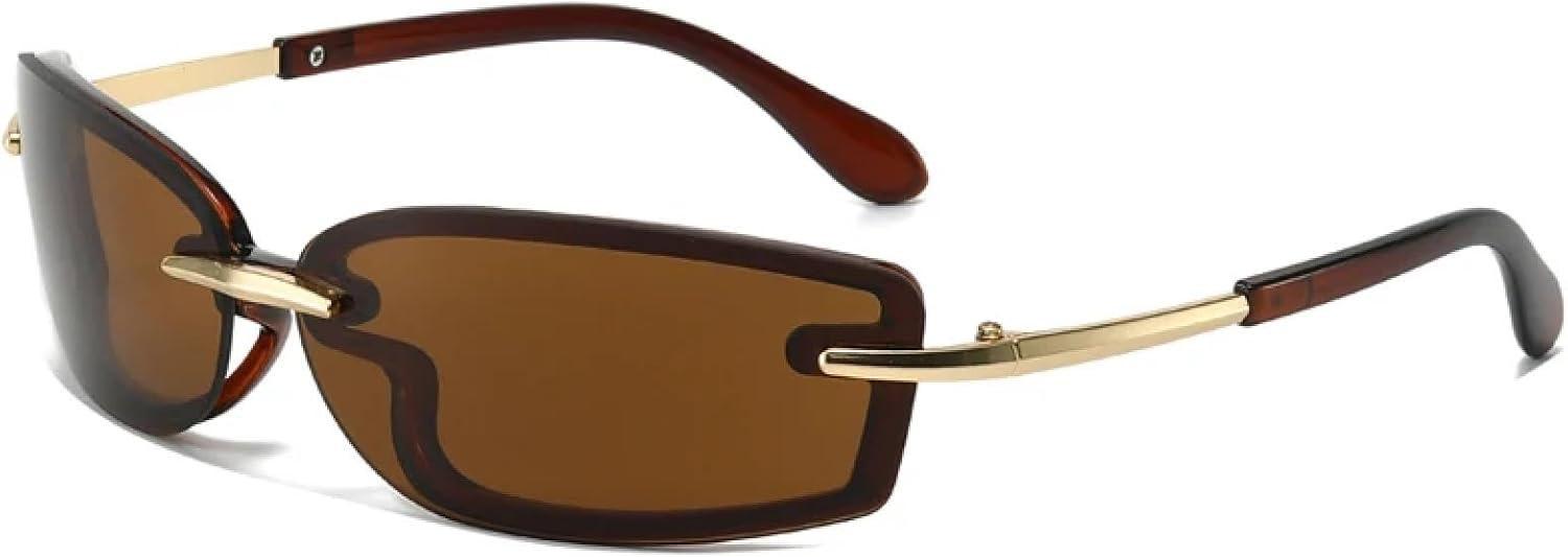 

Роскошные прямоугольные солнцезащитные очки для женщин, винтажные модные солнцезащитные очки для мужчин, стильные панк-очки, конфетные оттенки, защита от УФ-излучения UV400 TKKTLLT, Gold Brown