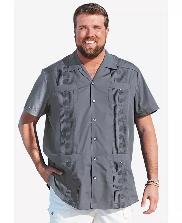 

Рубашка Guayabera с короткими рукавами для больших и высоких Kingsize, серебро