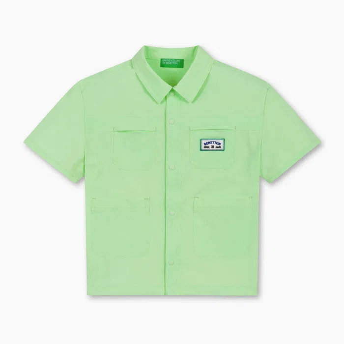 Детская лаймовая эластичная рубашка-куртка от Benetton Kids