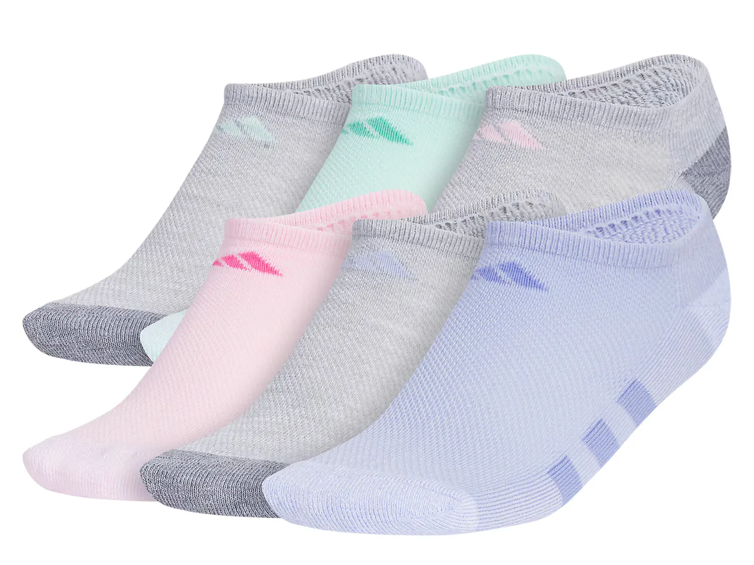 

Носки Athletic Cushioned Kids' No Show Socks - 6 Pack Adidas, цвет multicolor