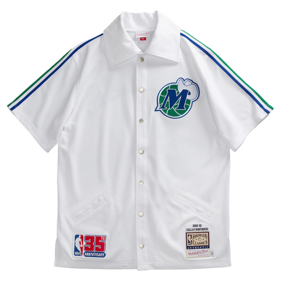 

Рубашка Mitchell & Ness 1980/81 Hardwood Classics Dallas Mavericks 35th Anniversary '' Authentic Shooting Shirt Mitchell Ness, белый