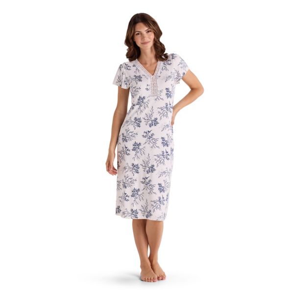 

Женская длинная ночная сорочка из микро-велюра Miss Elaine Essentials, цвет ivory floral