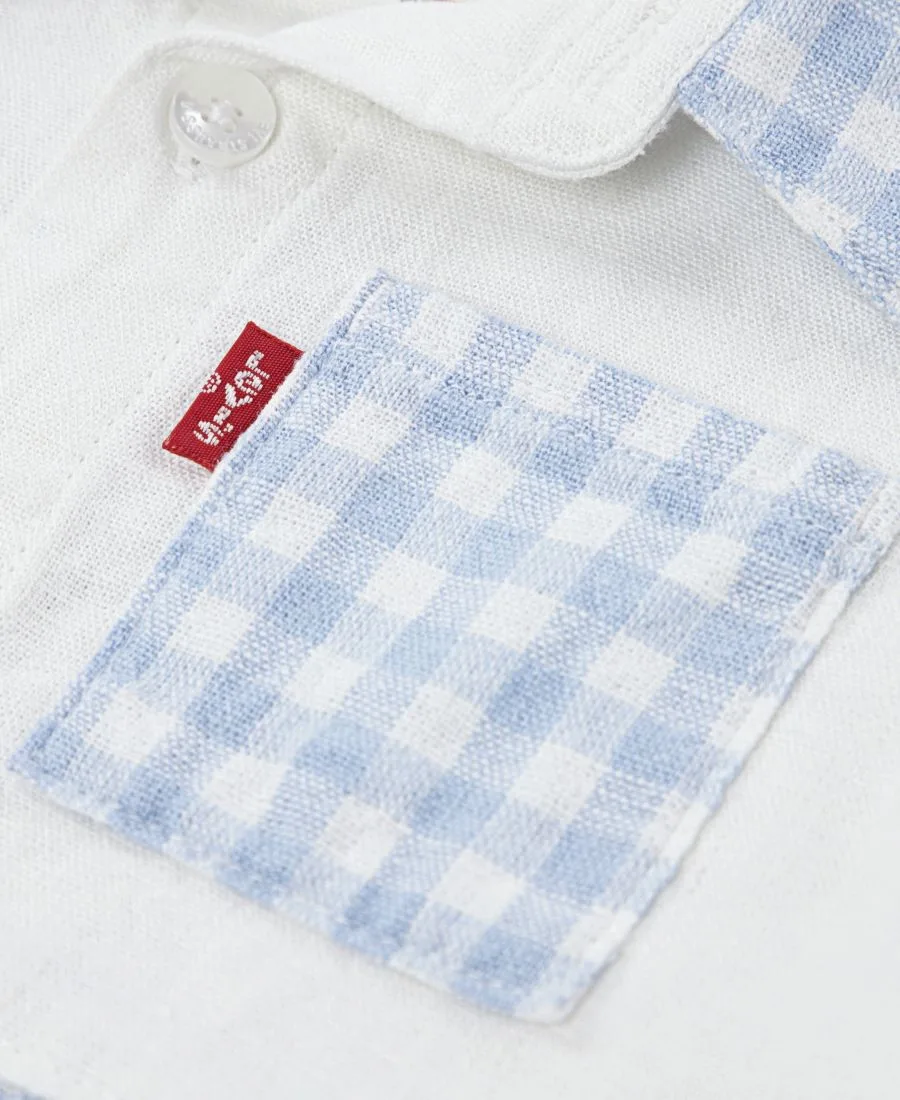 Детский комплект из рубашки и шорт из льна в клетку (2T-7), размер 2 Levi's, chambray синий — фото 4