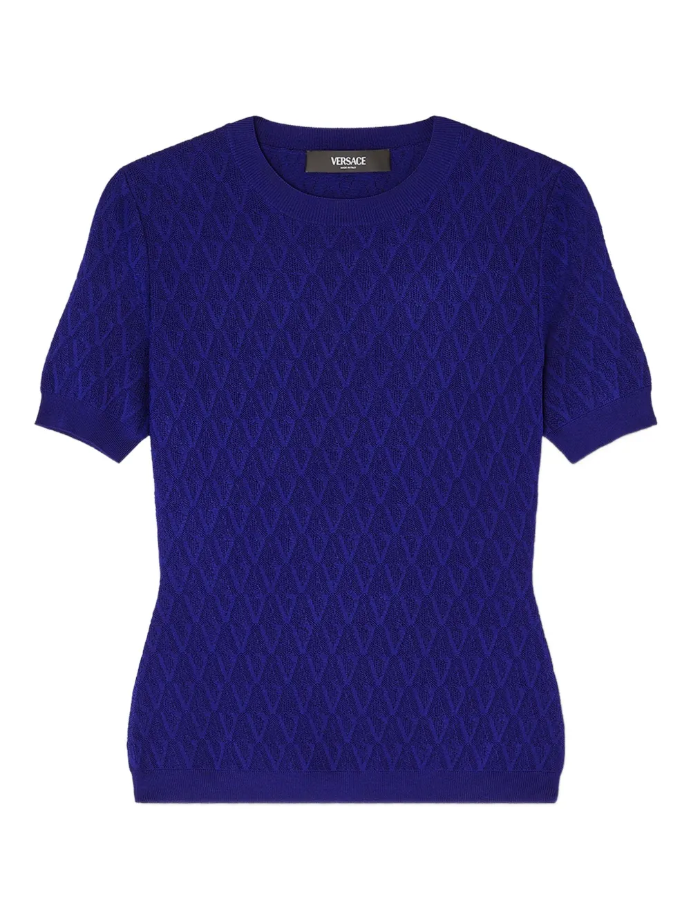 

Фактурный топ с короткими рукавами VERSACE, синий