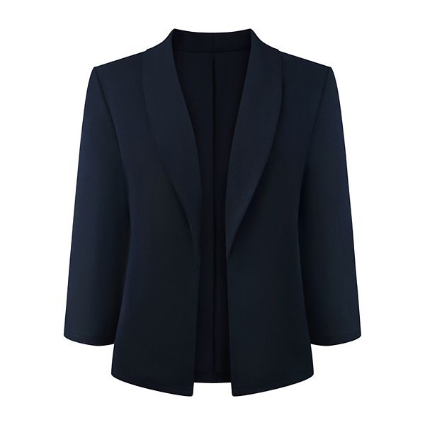 

Женский кардиган-блейзер с 3/4 рукавом, шаль-воротником и открытой застежкой Inspire Chic, Dark Blue