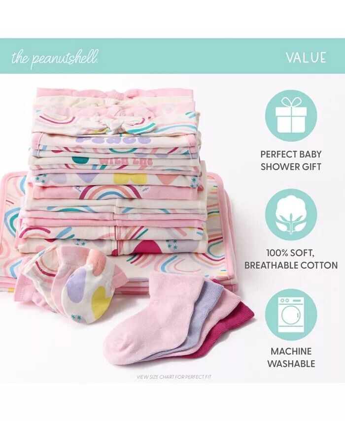 Подарочный набор Baby Girls Baby Layette для малышей Pretty Sweet, 30 основных предметов, 0–3 месяца The Peanutshell, мультиколор — фото 3
