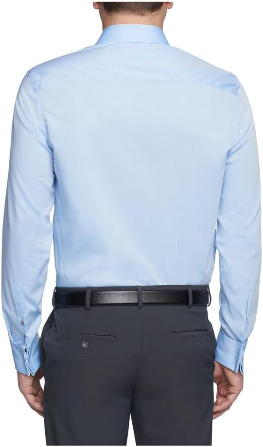 Мужская рубашка Calvin Klein Regular Fit с французскими манжетами и узором «елочка», Blue — фото 2