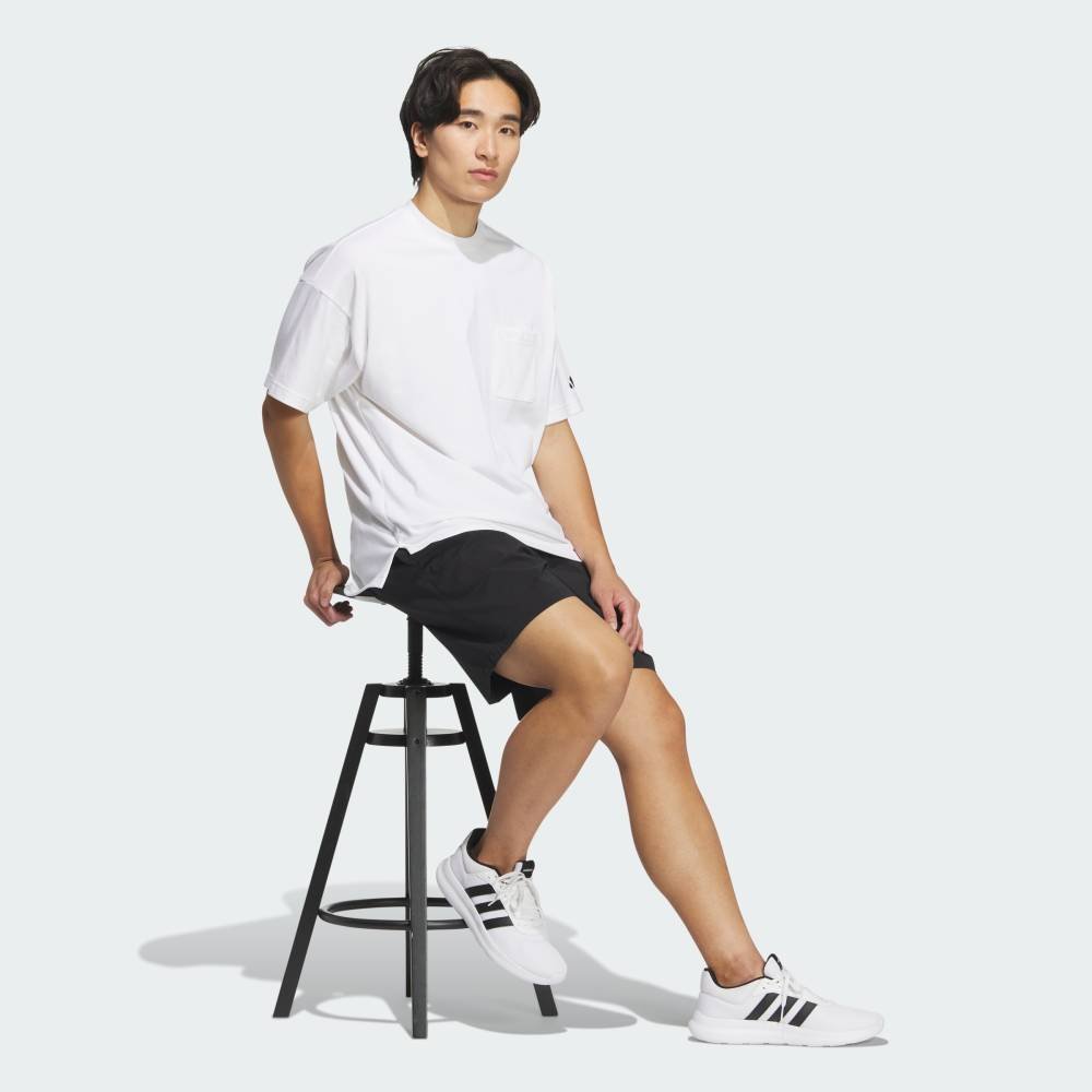 Футболка свободного кроя из плотного трикотажа с коротким рукавом и карманом. Adidas, white — фото 3