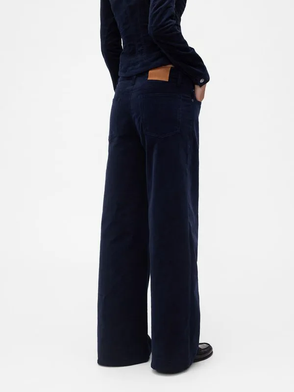 Брюки gapstudio из вельвета с низкой посадкой и широкими штанинами Gap, New Navy — фото 3