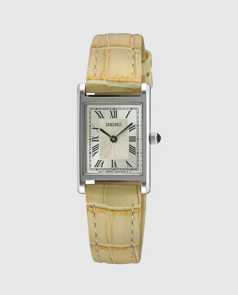 

Женские часы SWR095P1 с кожаным и бежевым ремешком Seiko, коричневый