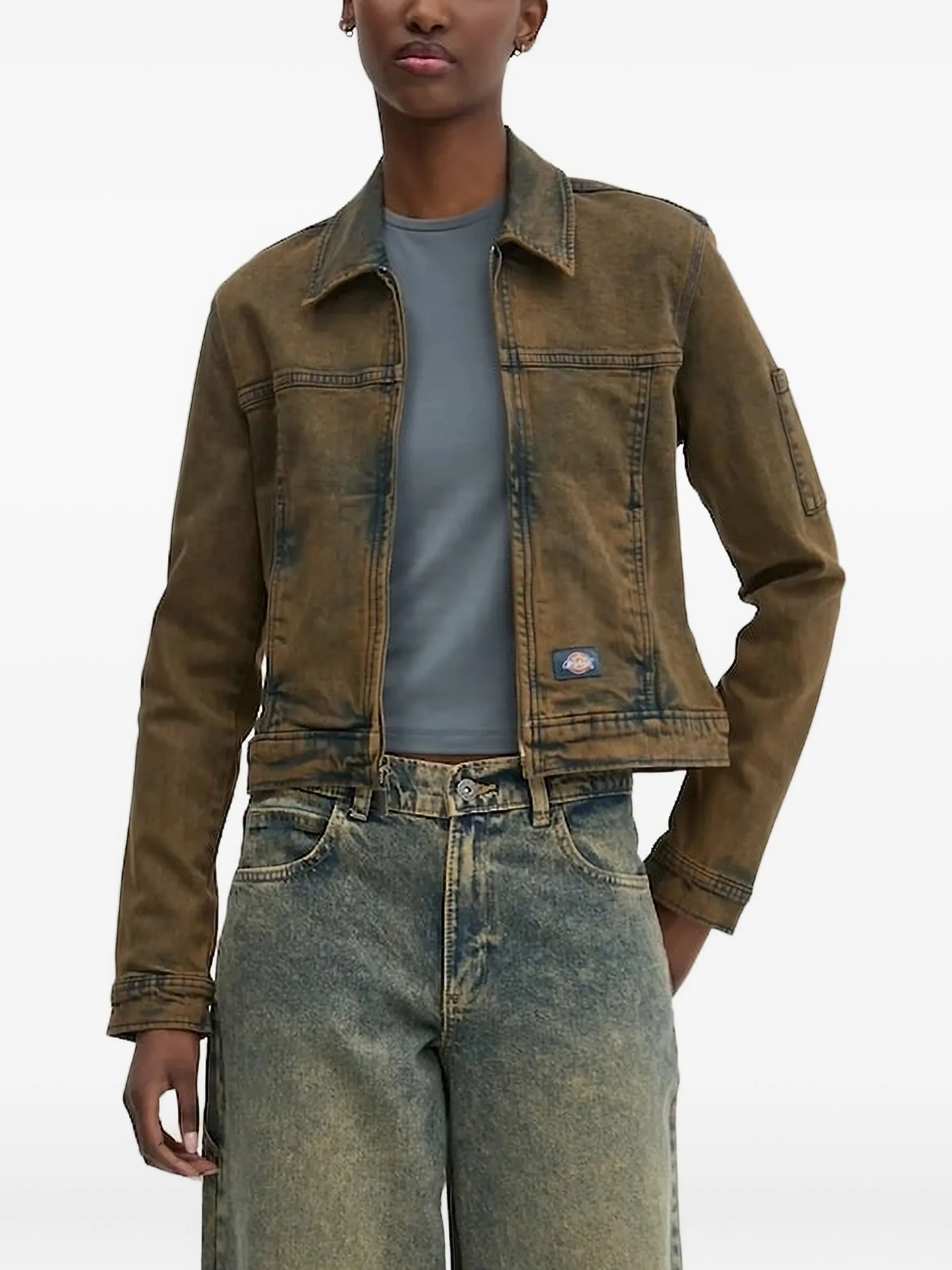 

Джинсовая куртка на молнии Dickies, коричневый