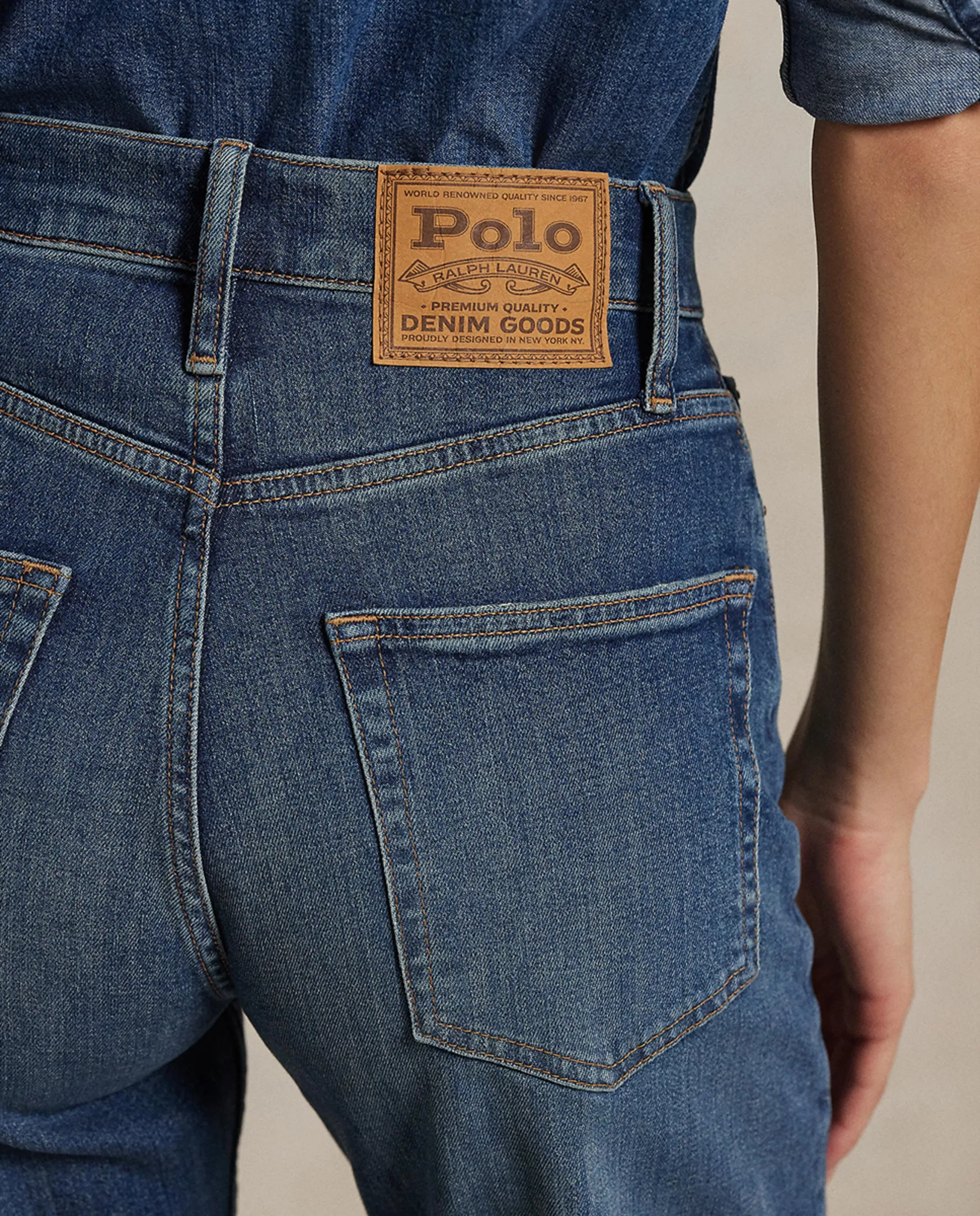 Женские джинсы прямого кроя Straight Relaxed с высокой посадкой Polo Ralph Lauren, синий — фото 4