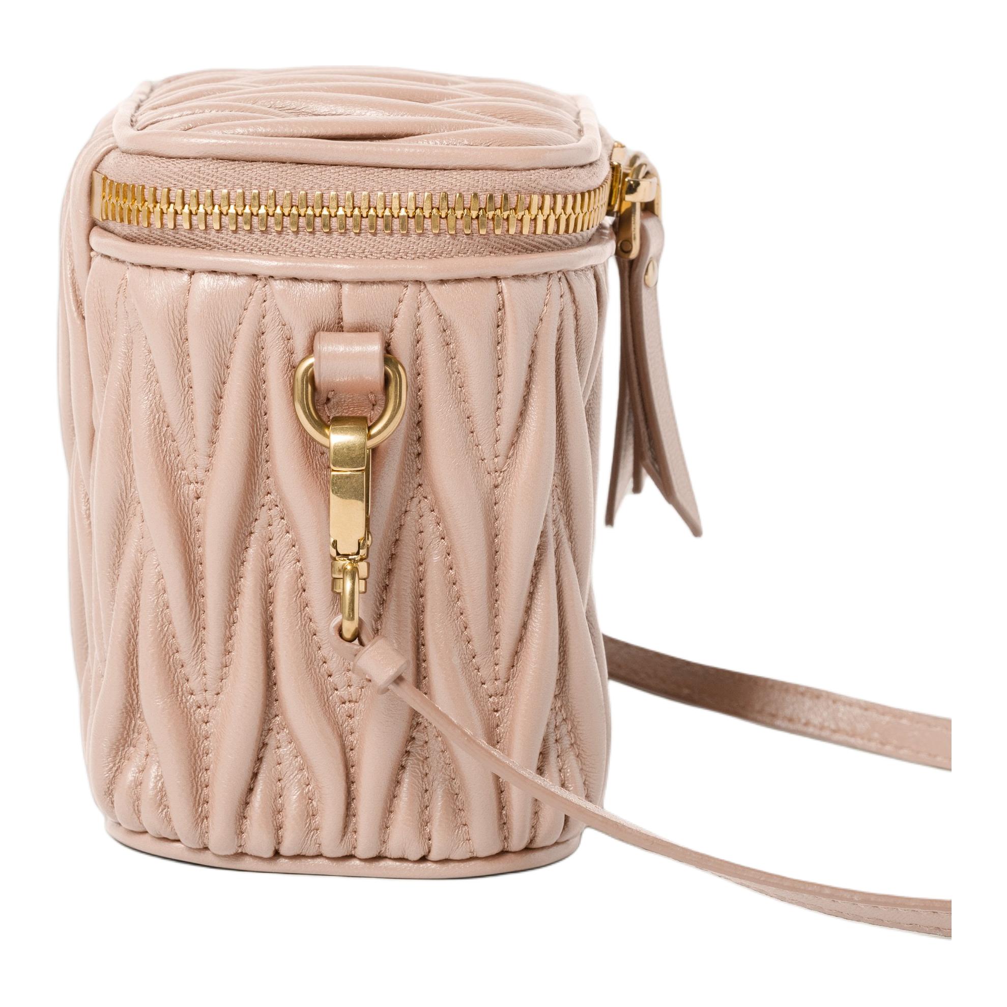 MIU MIU Matelassé Sheepskin Crossbody Bag Extra Mini Women's Nude Pink — фото 4