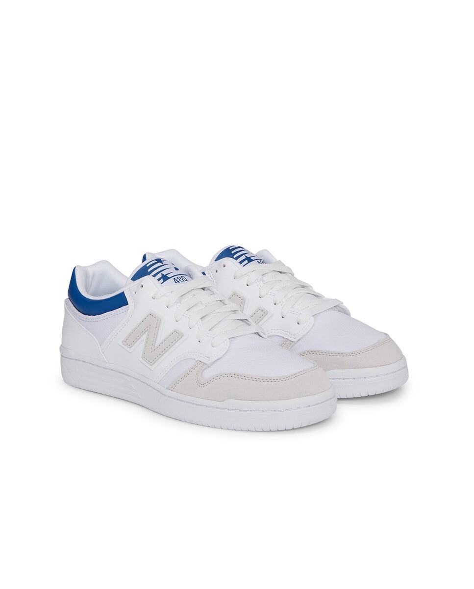 Retro Basket 480 Кожаные повседневные кроссовки унисекс New Balance, белый синий — фото 2