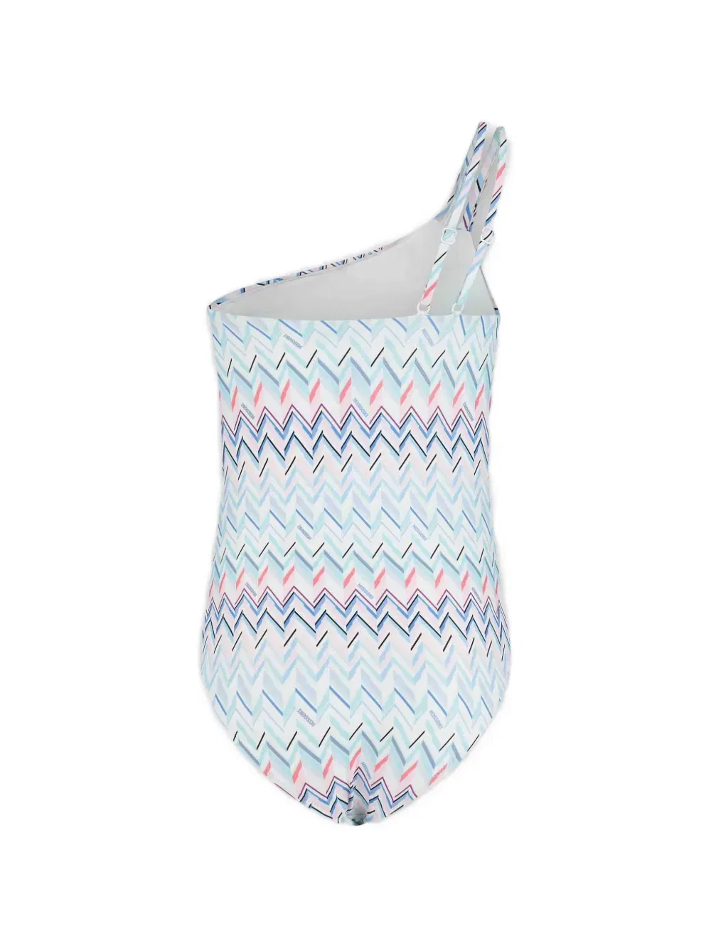 Купальник с одним открытым плечом и узором «шеврон» Missoni Kids, белый — фото 2