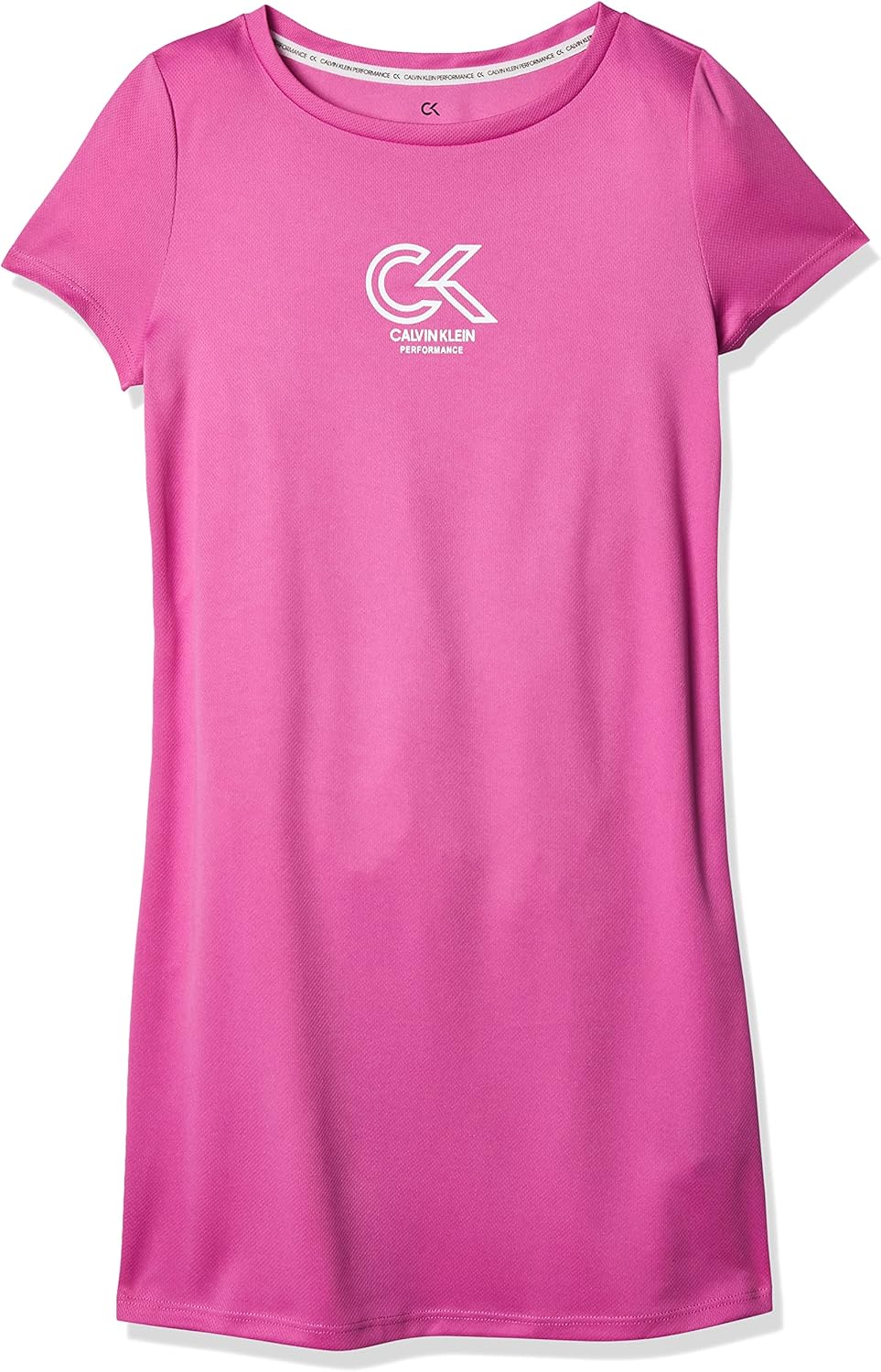 

Платье для девочек Calvin Klein, надеваемое вручную, с круглым вырезом и логотипом., Super Pink Mesh