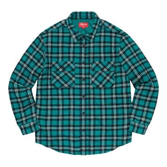 

Рубашка fw19 week 17 arc logo quilted flannel shirt logo 'green' Supreme, зеленый