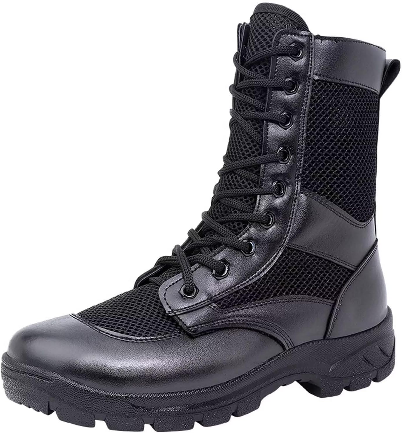 

Мужские тактические ботинки TERBOFIN с сетчатым и тканевым верхом, рабочие, походные, джунгли, мотоциклетные, боевые, дышащие, прочные, полностью черные для использования на улице