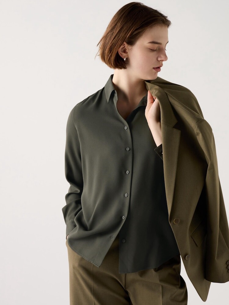 

Блуза из искусственного шелка Uniqlo, зеленый