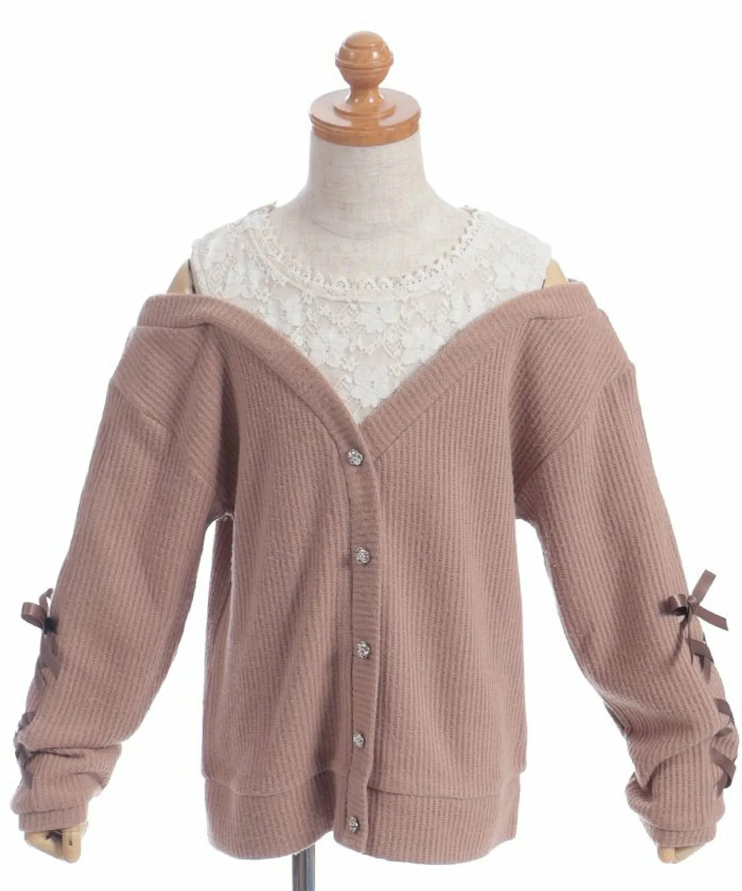 Многослойный пуловер с открытыми плечами Axes femme kids, Camel — фото 2