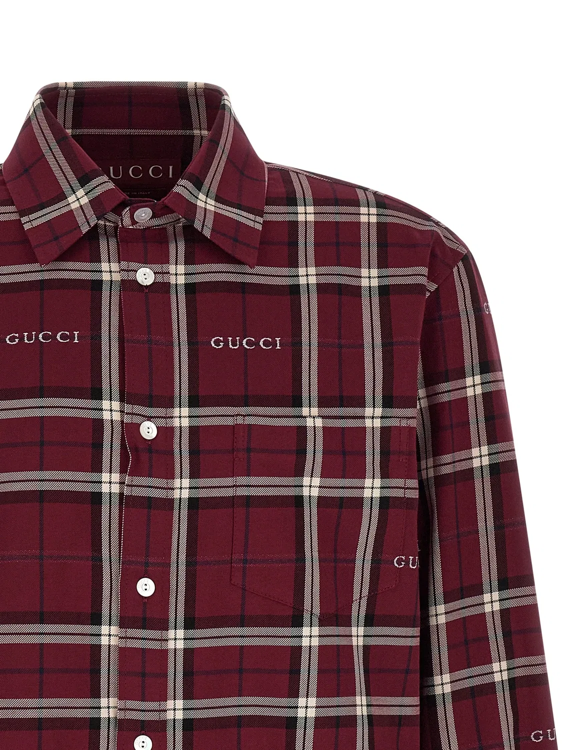 Клетчатая рубашка GUCCI, красный — фото 3